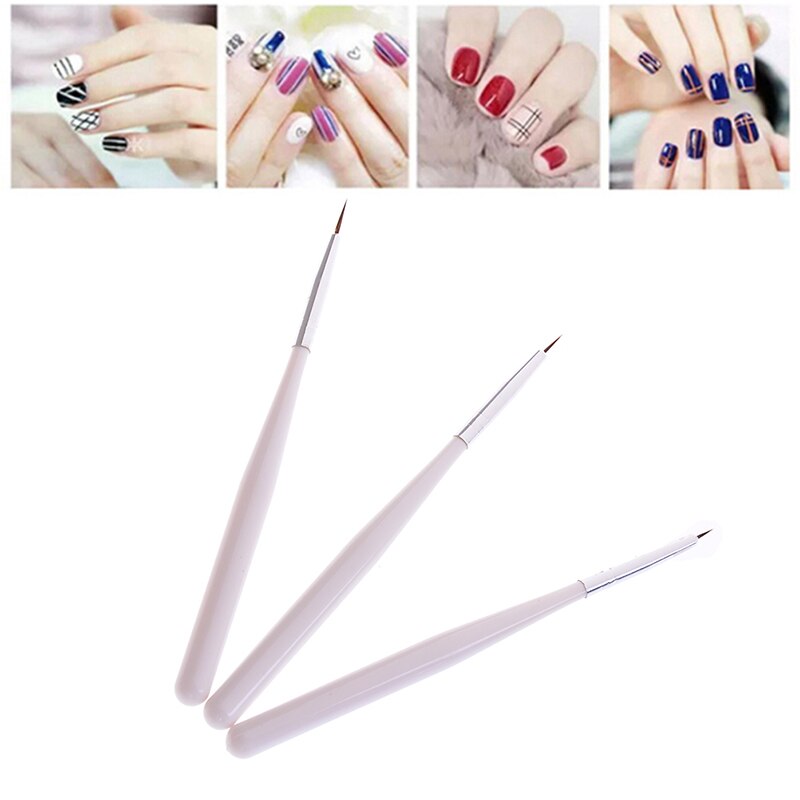 3 unids/set arte de uñas pluma que puntea esmalte de uñas en Gel pintura pluma que puntea herramientas uñas dibujo línea consejos cepillos
