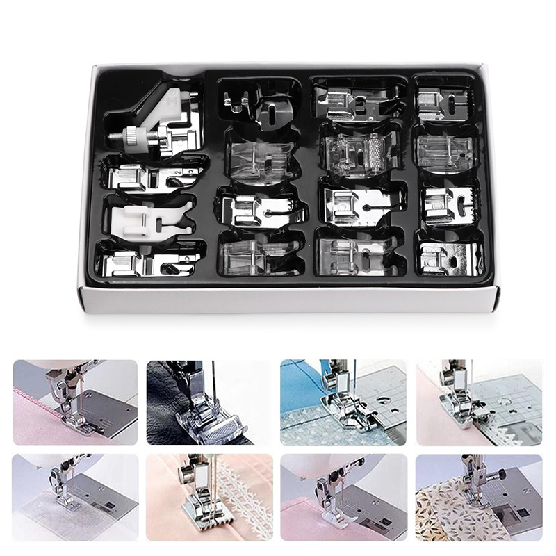 16 stks Binnenlandse Naaimachine Accessoires Presser Voet Voeten Kit Set Zoom Voet Onderdelen Met Doos