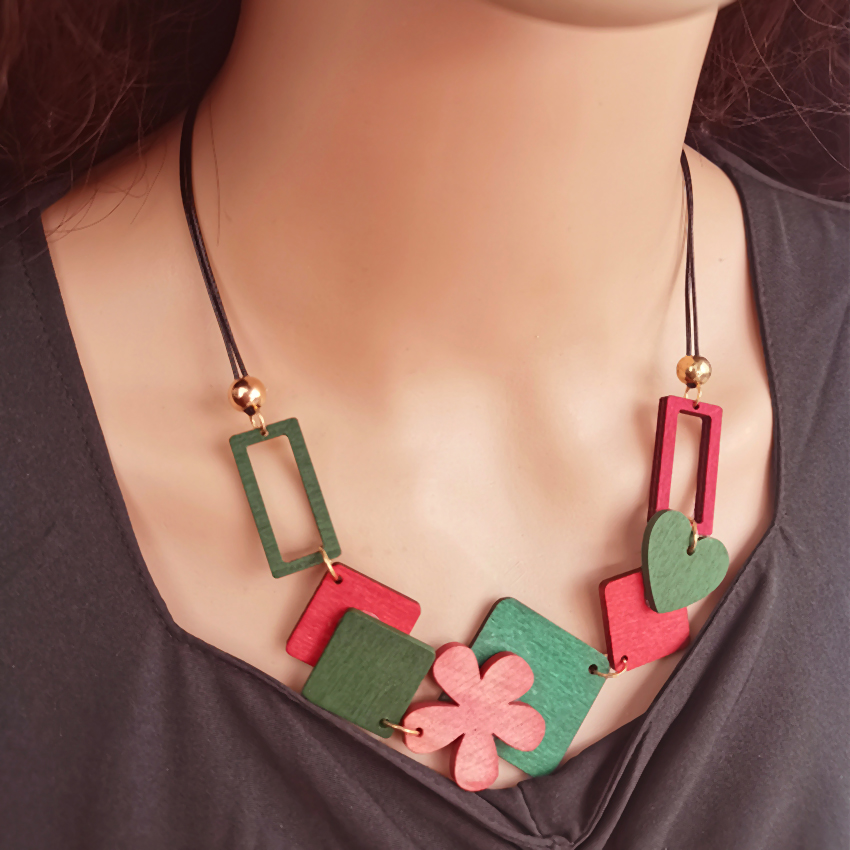 Collar con pechera llamativa para mujer, collares de madera geométricos Vintage, colgantes, decoración para el cuello, nuevos de joyería de: Color dorado