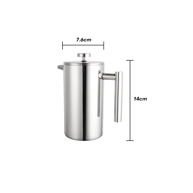 Franse Pers Koffiezetapparaat Rvs Koffie Percolator Pot, Dubbele Muur & Grote Capaciteit Handleiding Koffiekan Koffie Containers: 350ml