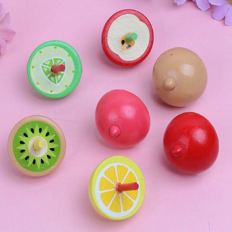 10PCS Fruit Wooden Gyro Kids Happy Birthday Party favor Baby Shower Favor girl Boy Souvenir Cute Giveaway