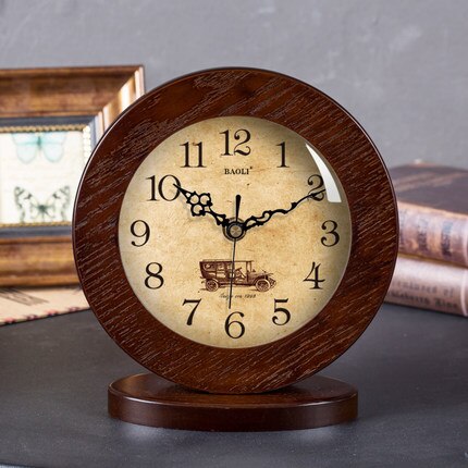 LIVING ROOM EUROPEAN WOOD TABLE CLOCK HOME DECORATION MUTE MODERN LIVING ROOM BEDROOM DESK CLOCK OFFICE DESKTOP CLOCK: C