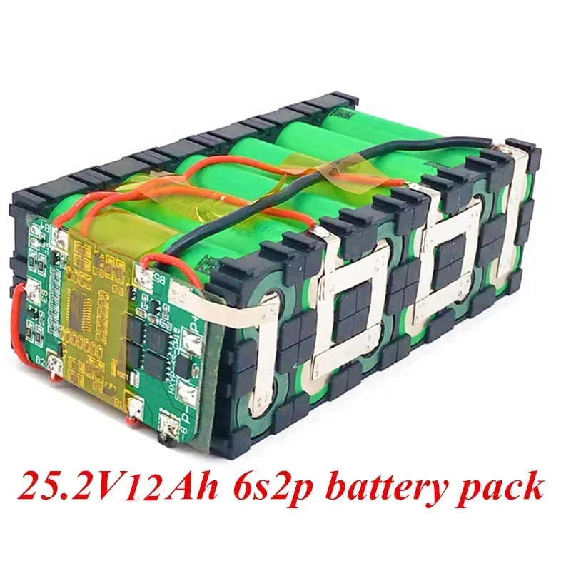 Paquete de batería de iones de litio 6s2p 24V 12.0Ah 18650 batería de iones de litio de 25,2v 12000mAh con BMS + cargador