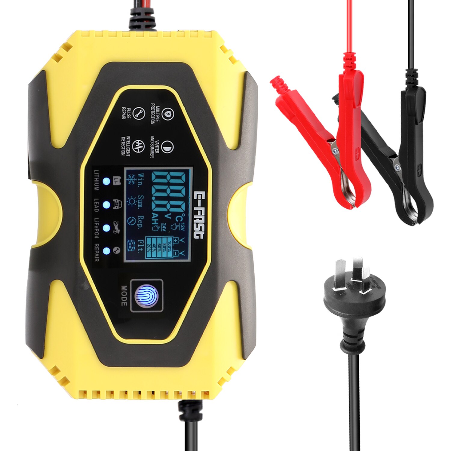 12V6A-24V3A Automatic Pulse Repairing Battery Charge Device for Lithium Leadacid LiFePO4 Batteries Digital LCD Display: AU Plug