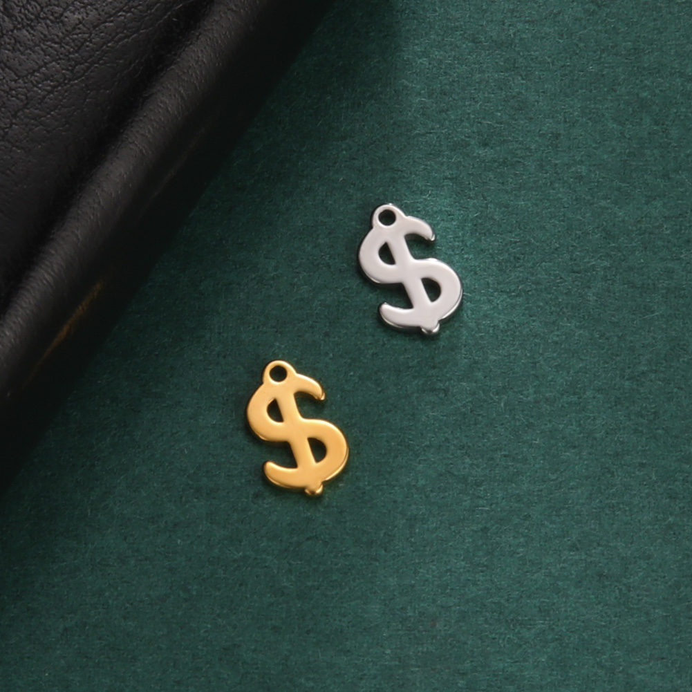 Teamer incantesimi in acciaio inossidabile creazione di gioielli alfabeto greco simbolo del dollaro ciondolo per collana braccialetto accessori fatti a mano fai da te