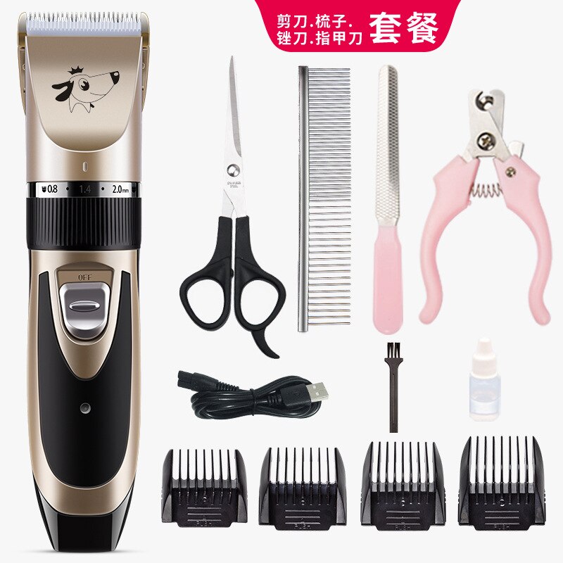 Dog Hair Trimmer Electrical Pet Grooming Machine Tool usb Rechargeable Shavers Hair Cutter Cat Dog Haircut clipper: Gold-2