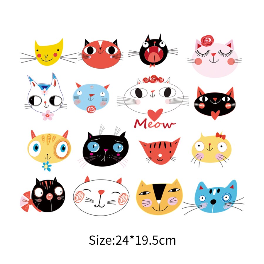 pineapple Animal Patches Cat Owls Diy Iron On Sticker Kids Clothes Iron Washable Custom Patches Heat Transfer Vinyl Sticker: 24x19.5cm