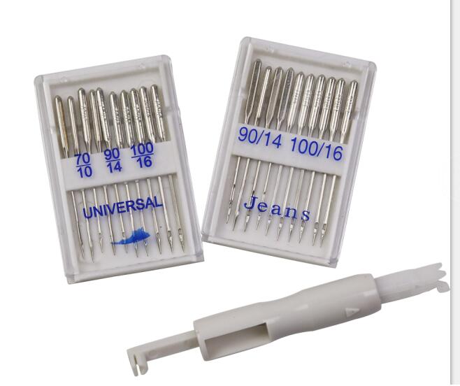 D&amp;D Sewing Kits 20Pcs Mixed Size Jeans Universal Sewing Machine Needles &amp; Needle Threader DIY Sewing Accessories: All