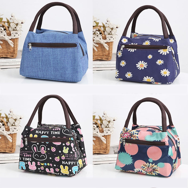 Lunch Box Portable Functional Pattern Cooler Portable Insulated Canvas Lunch Bag Thermal Food Picnic Lunch Bags For Women Kids