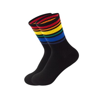 Calcetines de algodón con estampado de arcoíris para mujer, medias coloridas de , cálidas e informales, ropa lgbt, 1 par, Otoño e Invierno: 5