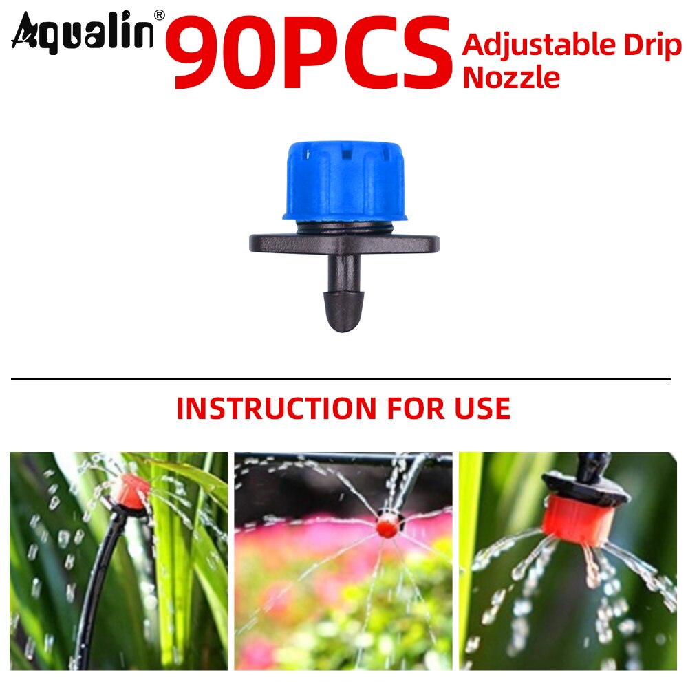 90 stks/partij Irrigatie Sprinklers 1/4 Inch Verstelbare Micro Drip Irrigatie Watering kits Druppelsysteem # 26301-S