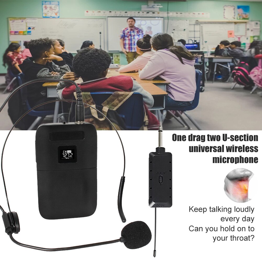 Wireless Microphone LED Screen HD Sound Universal Stable Signal Transmitter Receiver Public Speaking Headset Collar Clip Show