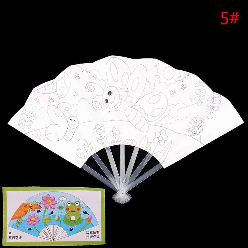 24Cm Schilderen Zomer Fan Diy Speelgoed Voor Kinderen Cartoon Dier Kleur Graffiti Origami Fan Art Ambachtelijke Speelgoed Creatieve Tekening kids: 5