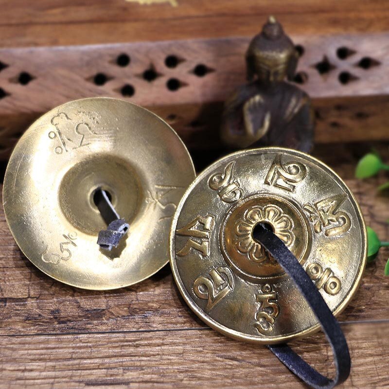 1 Paar Yoga Bekkens Percussie Meditatie Tibetaanse Boeddhistische Bekkens Instrument Zuiver Koper Bumper Gunstige Perfecte Unieke
