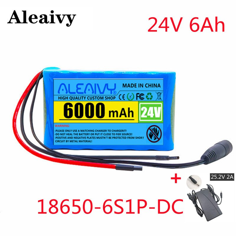 24V 6Ah 25.2V 6S1P Li-Ion battery pack lithium batteries for electric motor bicycle ebike scooter toys drill with BMS