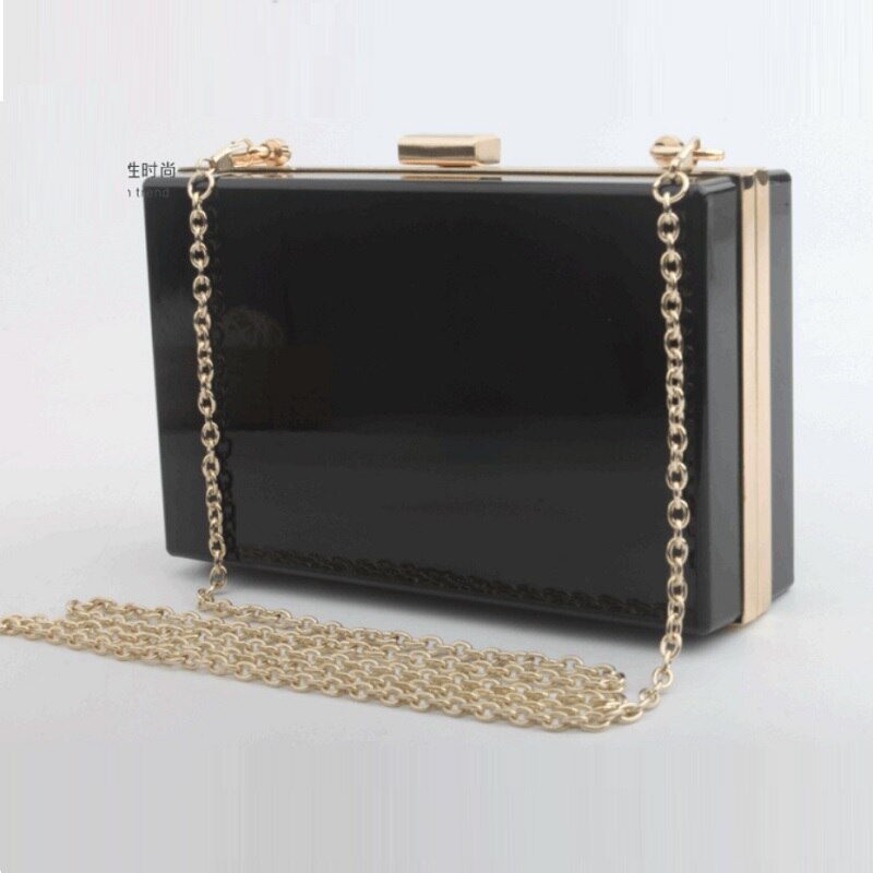 Femmes acrylique clair Transparent sac à bandoulière PVC sac Sport événements stade approuvé chaîne sangle or/argent: black