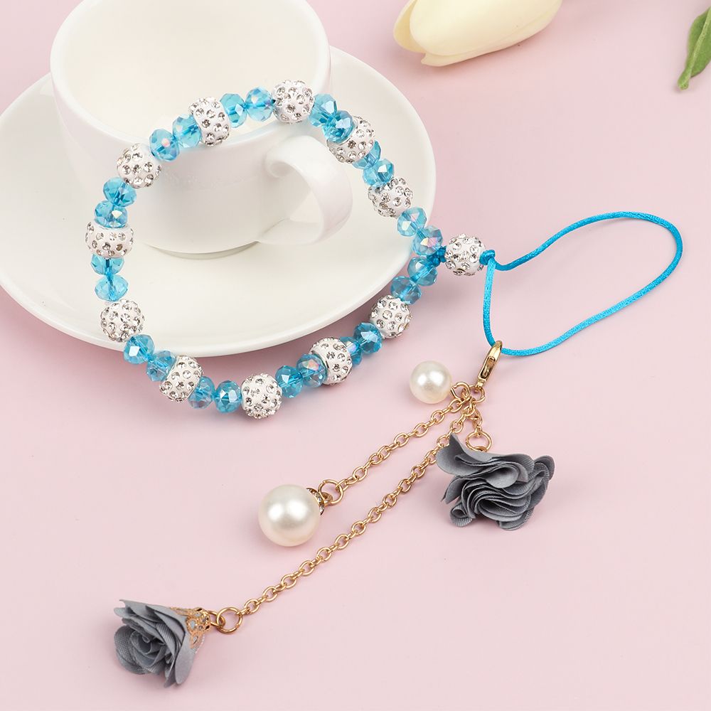 Pendant Flower Bracelet Mobile Phone Lanyard Crystal Phone Straps Hanging Rope Strap Wrist Rope Anti-lost Lanyard