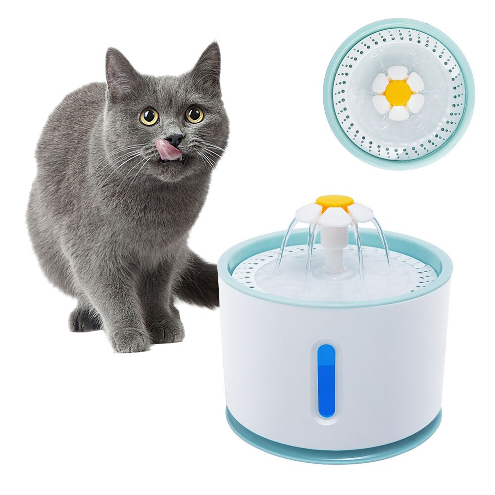 Stor källa dricksskål automatisk kattvatten fontän för husdjur vattendispenser katt automatisk matare drickfilter: Blå