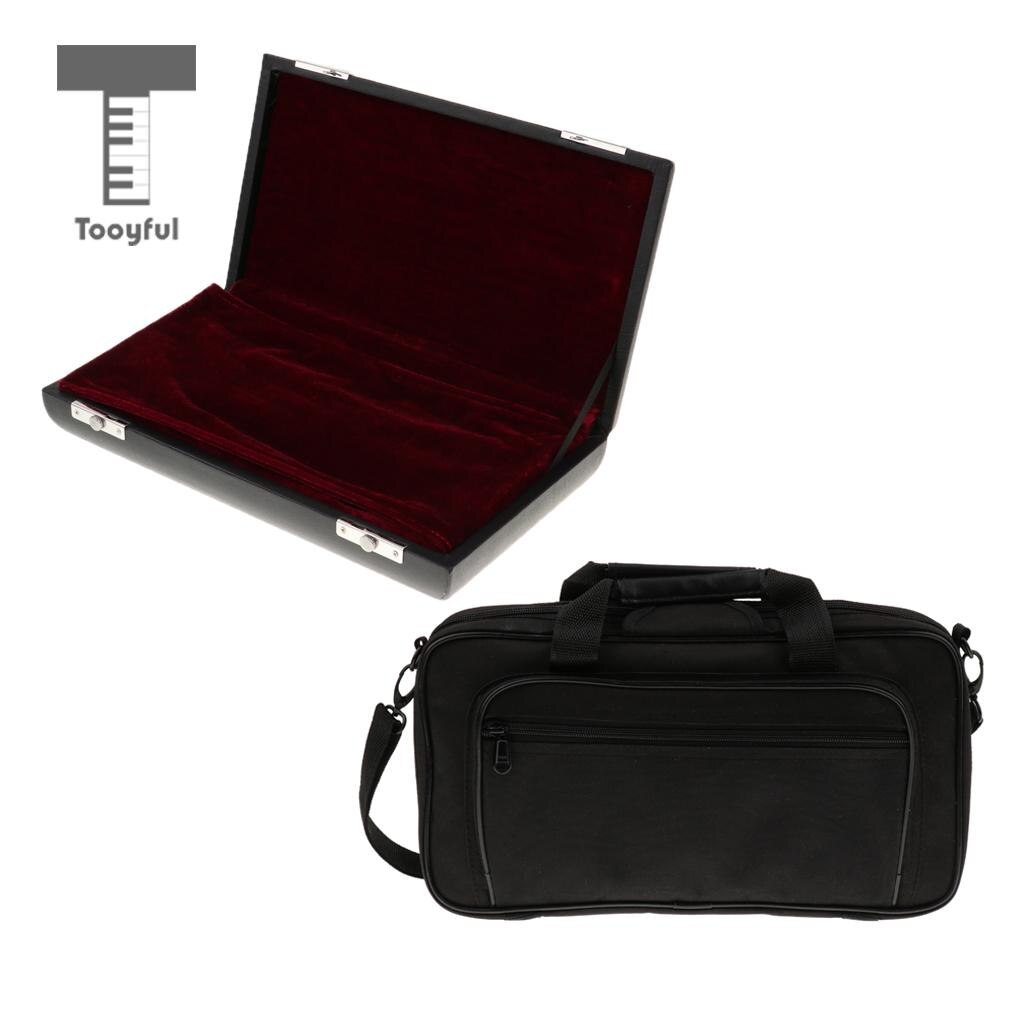 Tooyful draagbare zwarte hobo-draagtas en schoudertas met houten koffer voor houtblaasinstrument accessoire