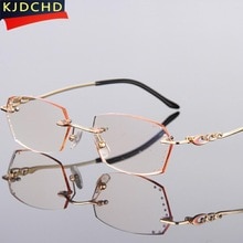 Leesbrillen dames strass leesbrillen computerbrillen voor werk randloos montuur gouden presbyopische optische brillen