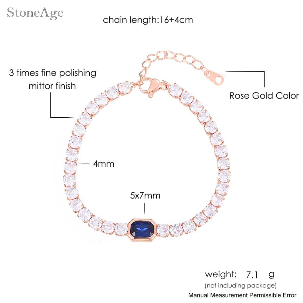 Trendy Blauw Kristal Tennis Armbanden Voor Unisex Vrouwen Mannen Verstelbare Verschillende Vormen Iced Out Cz Korte Ketting Op Hand Sieraden