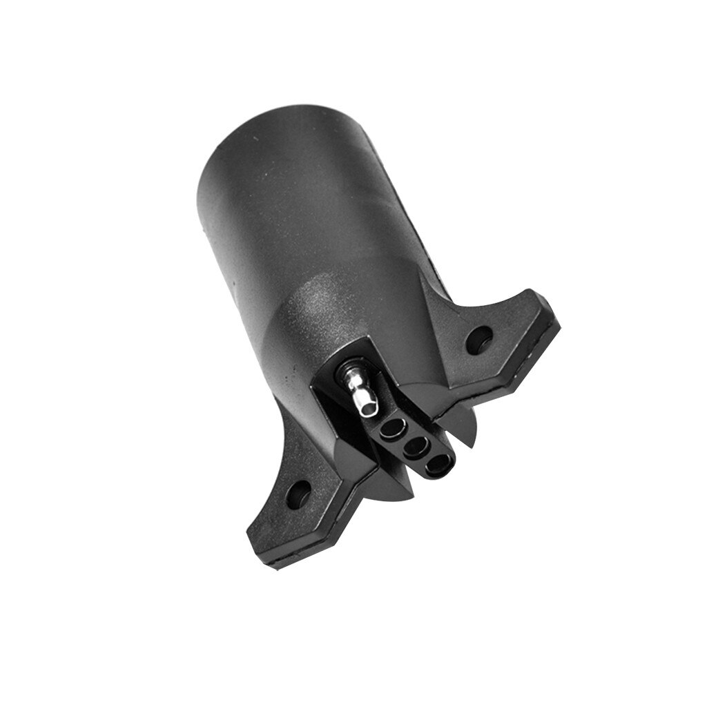 RV 7 Way Round to 4 Pin Flat Trailer Light Adapter Plug Connector Boat Black