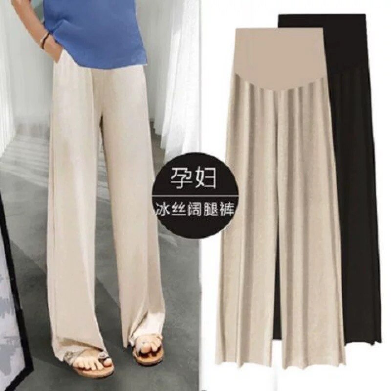 Maternity Trousers Spring Summer Clothes Pregnant Women Wide-leg Trousers Thin Loose Pleated Maternity Casual Trousers