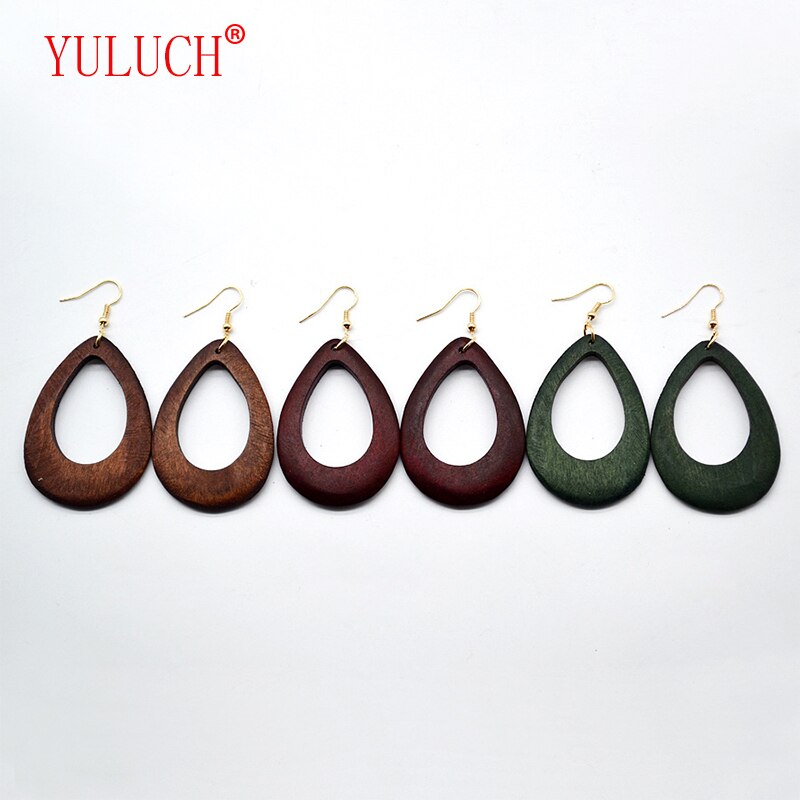 Yuluch 2018 nova moda nova personalidade brincos de madeira para as mulheres do vintage simples jóias para meninas festa presente arte acessórios