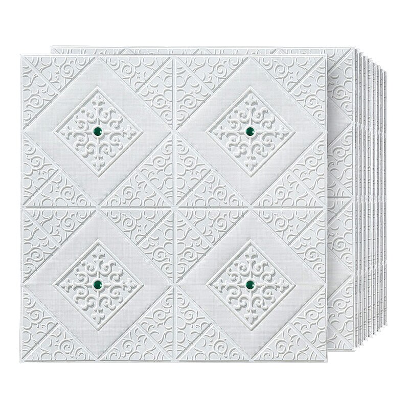 Muurstickers Behang 3D Zelfklevende Plafond Decoratieve Panelen Dak Behang Woonkamer Kinderkamer Home Decor Sticker: Green-white