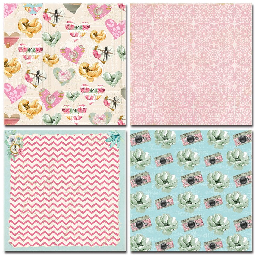 12" 24Pcs/Lot Wave Retro Material Papers DIY Scrapbooking Album Diary Decorative Paper Scrapbooking Paper