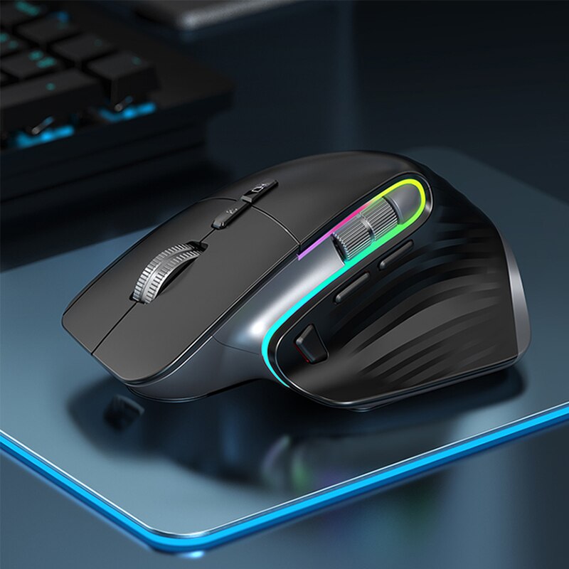 Ratón inalámbrico tipo C con Bluetooth 2,4G, recargable, silencioso, ergonómico, hasta 4000 DPI, para tableta, Macbook, portátil, Oficina de juegos