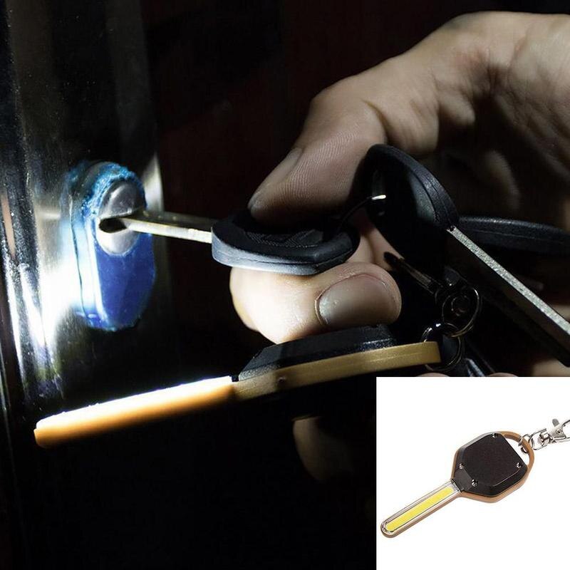 LED Light Keychain Key Shape High Brightness Battery Night Lighting Carabiner Flashlight Door T1W6