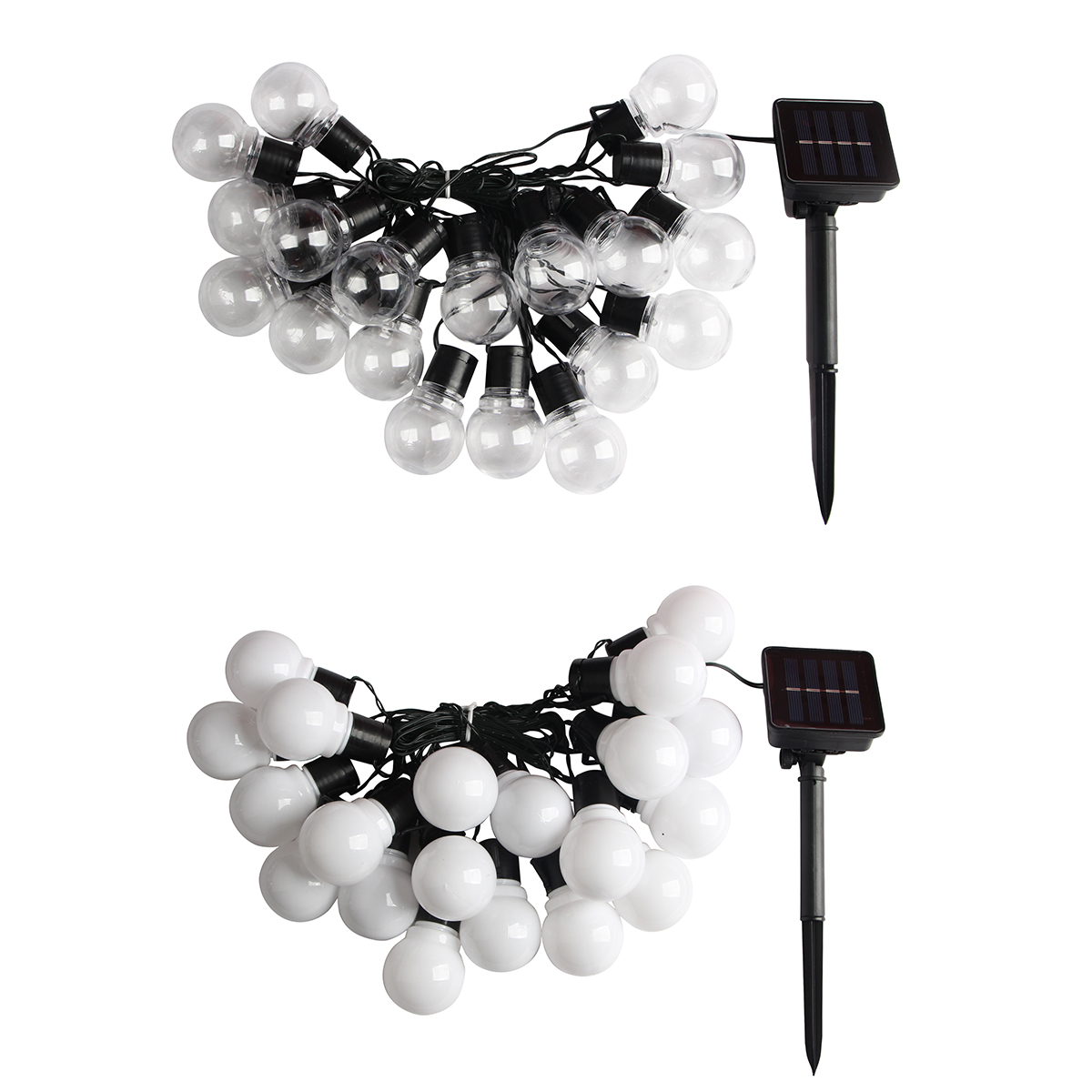 Guirnalda de luces solares para exteriores, bombillas de globo, lámparas solares para jardín, terraza, , Camping, decoración de calle de Navidad