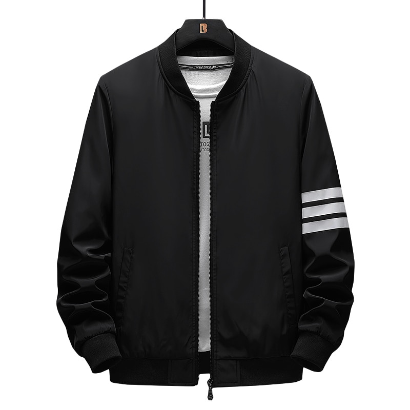 Stativ krage jakke vår sommer tynn seksjon baseball uniform glatt stoff fritidsjakke bomber jakke menn polyester 5xl