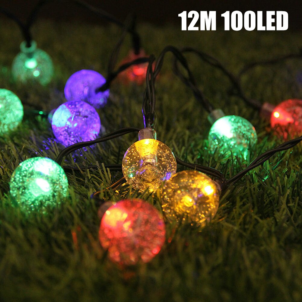 Solar Powered LED Outdoor Waterproof String Lights Outdoor Garden Yard Lamp Light String UD88: Multicolour 12M 100L