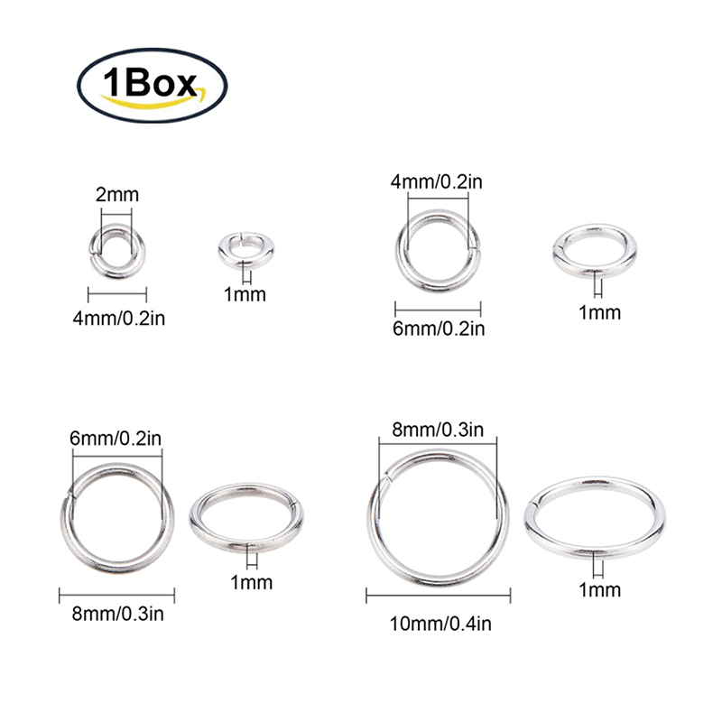 1 doos 1100 st 2 stijl roestvrij staal open ringetjes connectoren koppelring ringetjes bulk voor sieraden maken maliënkolder ring
