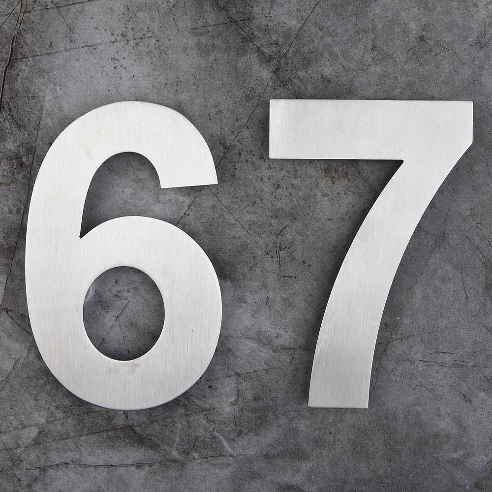 10 Inch Extra Large Floating House Numbers Door Sign Mounted, Stainless Steel 18-8 Brushed Nickel