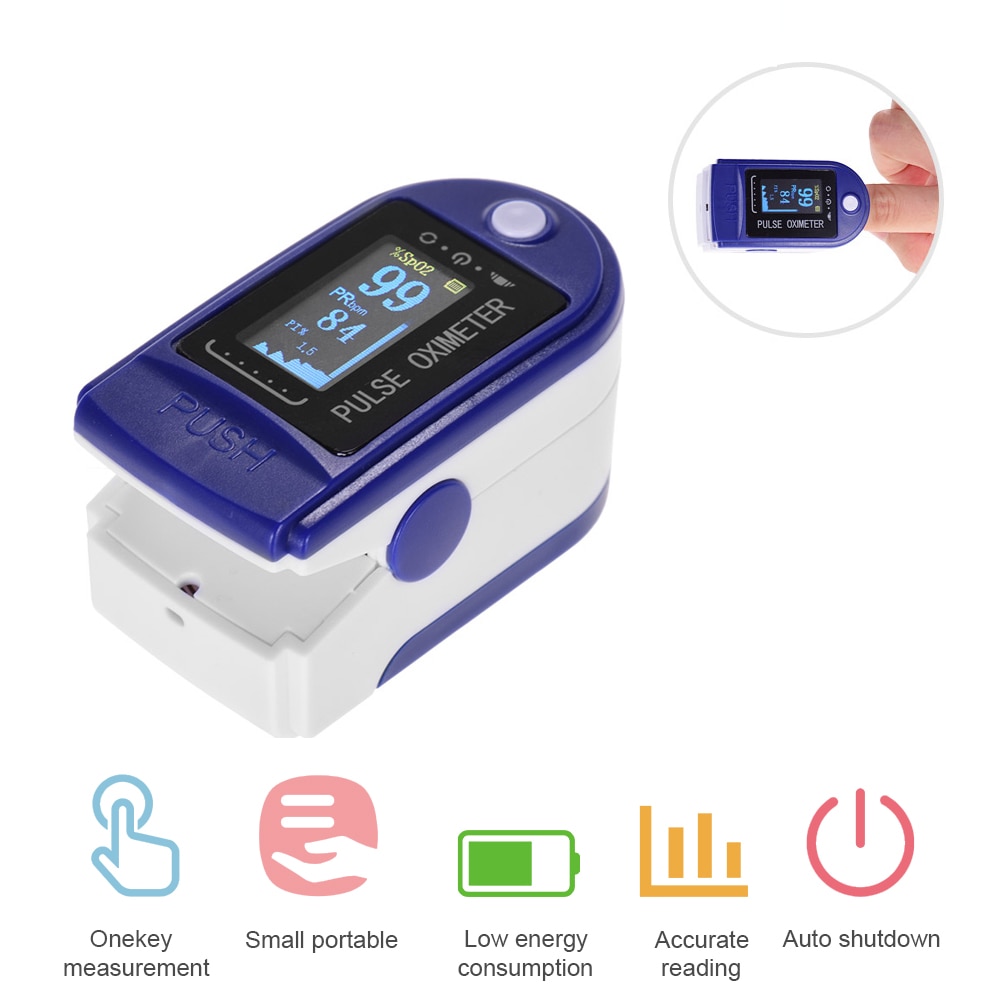 Portable Pulse Oximeter TFT LCD Display Finger Oximetry Blue SPO2 Oxygen Measurement Blood Pressure Heart Rate Monitor