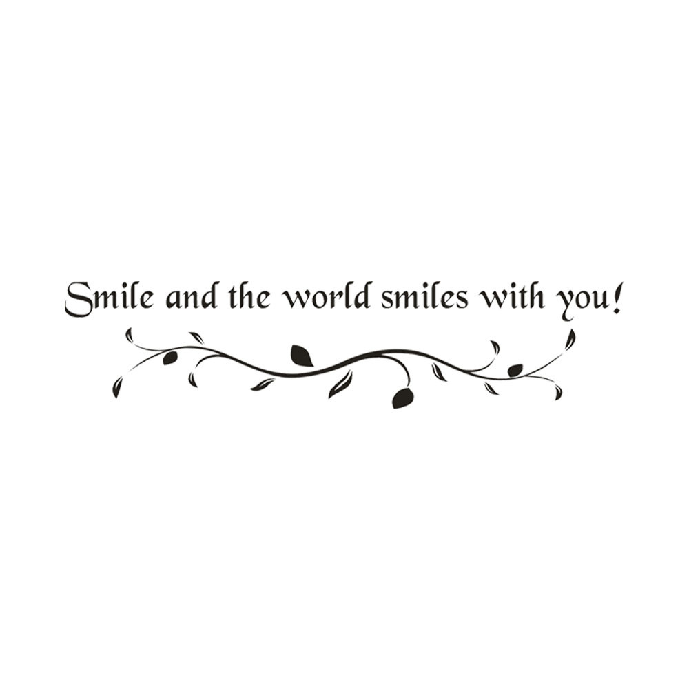 wall sticker quotes words home decoration Smile And The World Smiles With You Art Vinyl stickers decal d90920