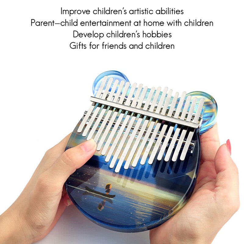 Kalimba acrylique peint à la , 17 touches, Piano à pouce Transparent avec bâton de marteau, étui pour débutant