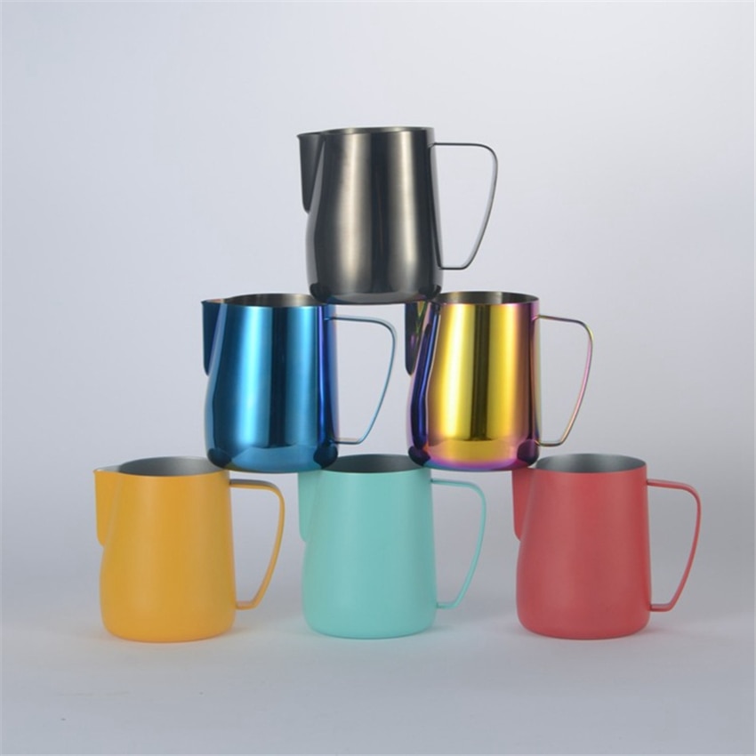 Roestvrij Staal Koffie Melk Opschuimen Jug Pitcher 350Ml/600Ml Multicolor Espresso Koffie Pitcher Barista Koffie Tool Caffeeware