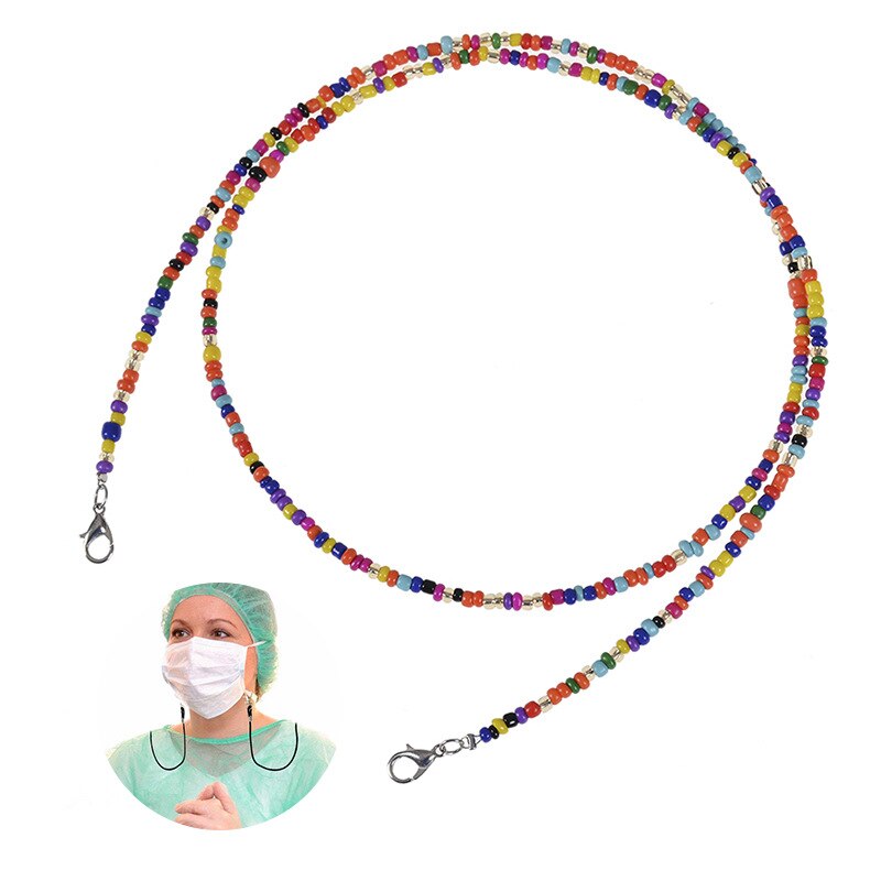 10 stuks regenboogkleurige masker glazen bedel kralen lanyard handgemaakte nek anti-dropping & lost dubbele gesp unisex ketting sieraden