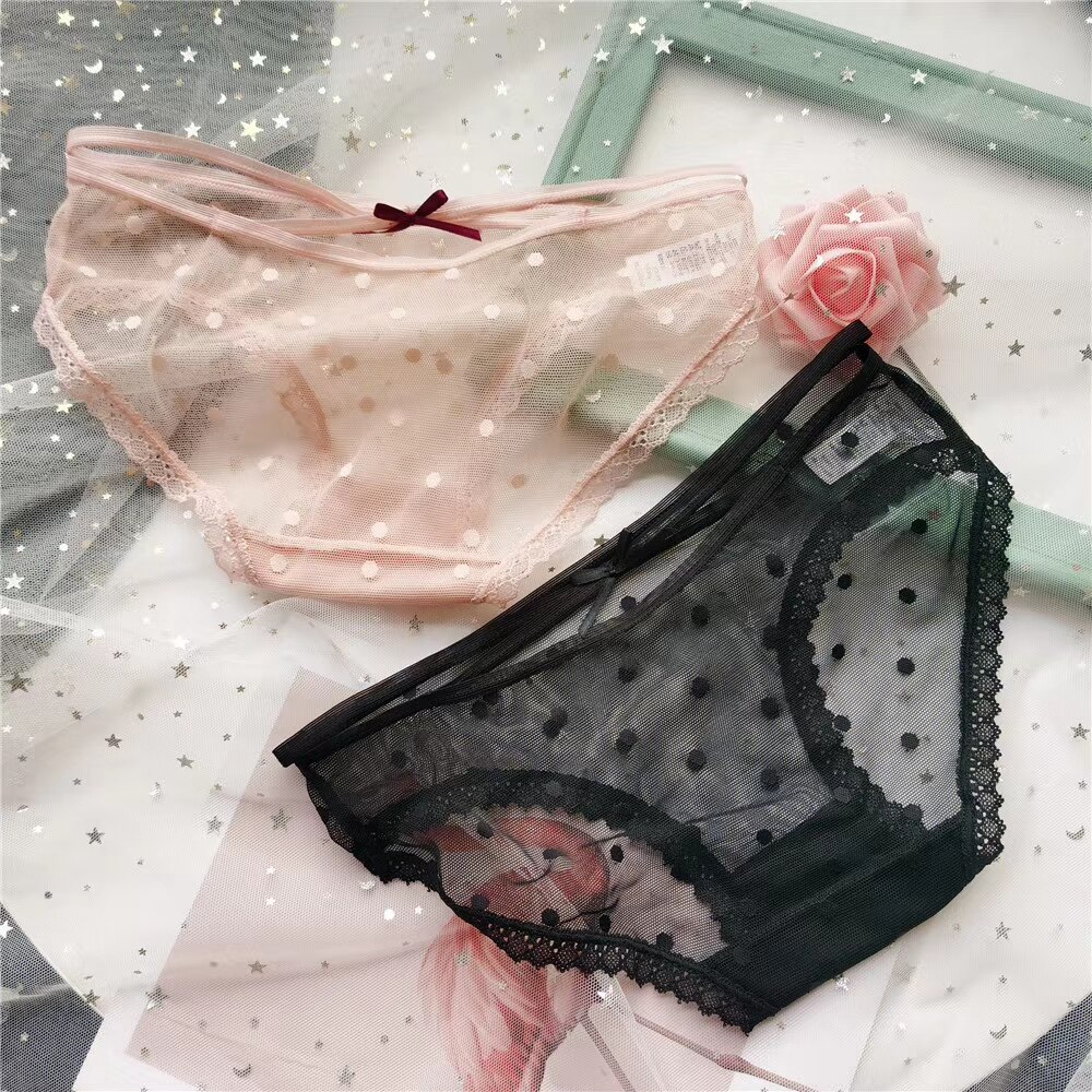 Women Panties Summer Sexy Underwear Traceless Briefs Woman Transparent Solid Girl Dot Ladies Bow Underwear