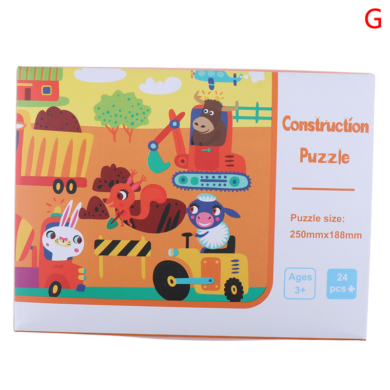 24 stykker papirpuslespil børnelegetøj tegneserie skovdyr zoo puslespil barn tidligt uddannelsesmæssigt læring babylegetøj: G