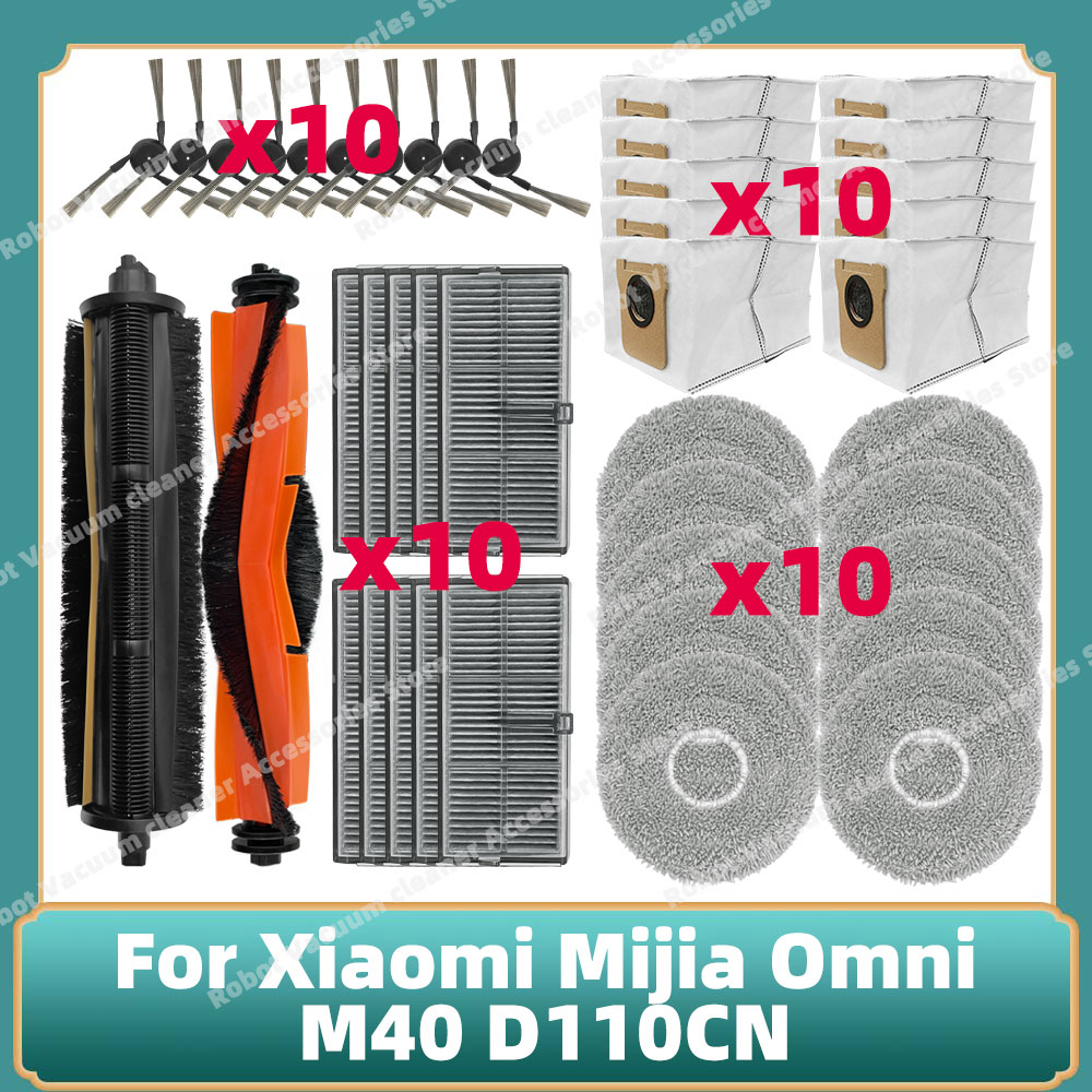 Compatible For Xiaomi Mijia Omni M40 D110CN Accessories Cutting Roller Main Side Brush Hepa Filter Mop Cloth Dust Bag Parts