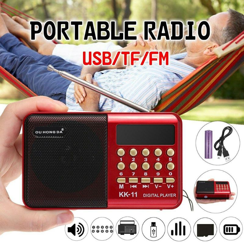 Premium recargable Mini portátil de mano K11 Radio multifuncional Digital FM USB TF MP3 reproductor de altavoces dispositivos suministros