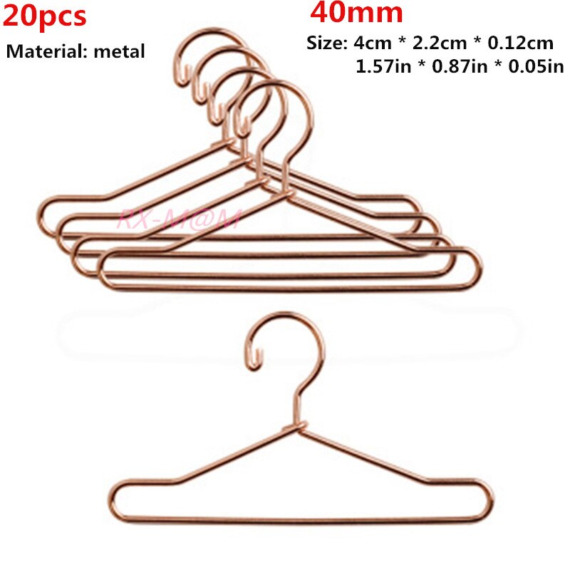 Pop Houten Kledingrek Kledingstuk Organizer Hangers Voor Poppen Handtas Kleding, Pop Metalen Hangers, kinderen Volwassen Speelgoed: 20pcs -40mm-Metal-C