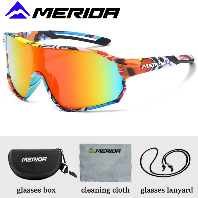 Merida fietszonnebril  uv400, winddichte sportbril voor racefiets en mountainbike,  tr90 montuur, anti-condens en krasbestendig.: Zwart