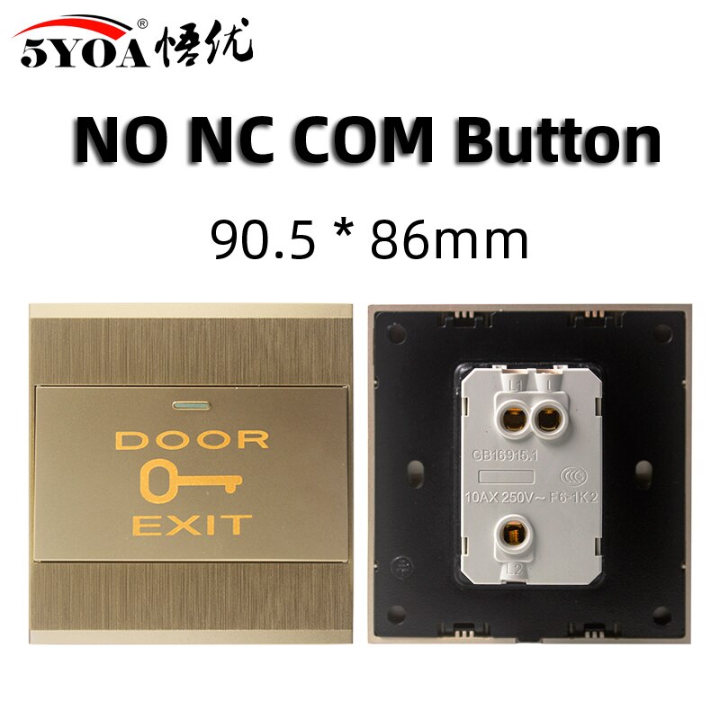 Bouton poussoir de sortie de porte, interrupteur de déverrouillage pour système de contrôle d&#39;accès de porte, ouverture tactile, NO COM NC: TButton