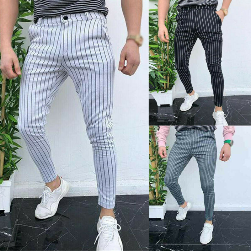 Mænd casual bukser slim fit skinny business formelt jakkesæt kjole bukser slacks bukser
